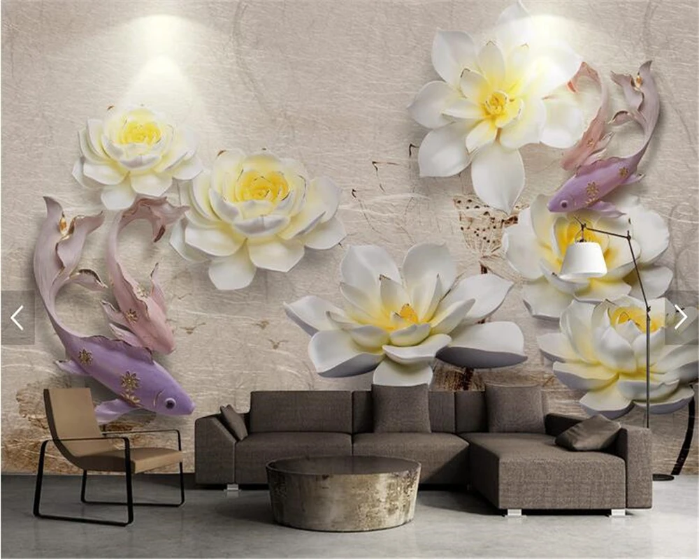 Beibehang papel de parede new Chinese custom wallpaper 3D stereo resin relief lotus carp living room background wall paper mural
Beibehang papel de parede new Chinese custom wallpaper 3D stereo resin relief lotus carp living room background wall paper mural