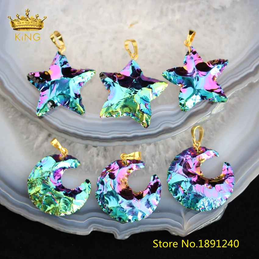 5PCS Rainbow Mystic Titanium Black Tourmaline Pendants,Sparkly Stars Moon Stones Charms Craft Necklace Fine Jewelry Bulk DSS179
5PCS Rainbow Mystic Titanium Black Tourmaline Pendants,Sparkly Stars Moon Stones Charms Craft Necklace Fine Jewelry Bulk DSS179