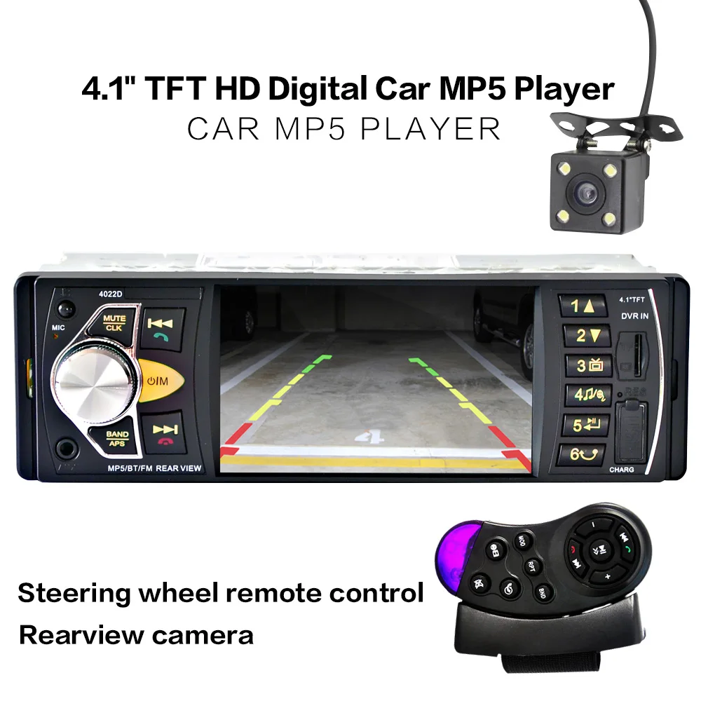 Автомобильный радиоприемник MP5, Автомобильный MP3 MP4 плеер, USB, 4,1 дюйма, HD TFT, 12 В, автомобильная стереокамера, FM/SD/Folder Play/AUX bluetooth
Автомобильный радиоприемник MP5, Автомобильный MP3 MP4 плеер, USB, 4,1 дюйма, HD TFT, 12 В, автомобильная стереокамера, FM/SD/Folder Play/AUX bluetooth