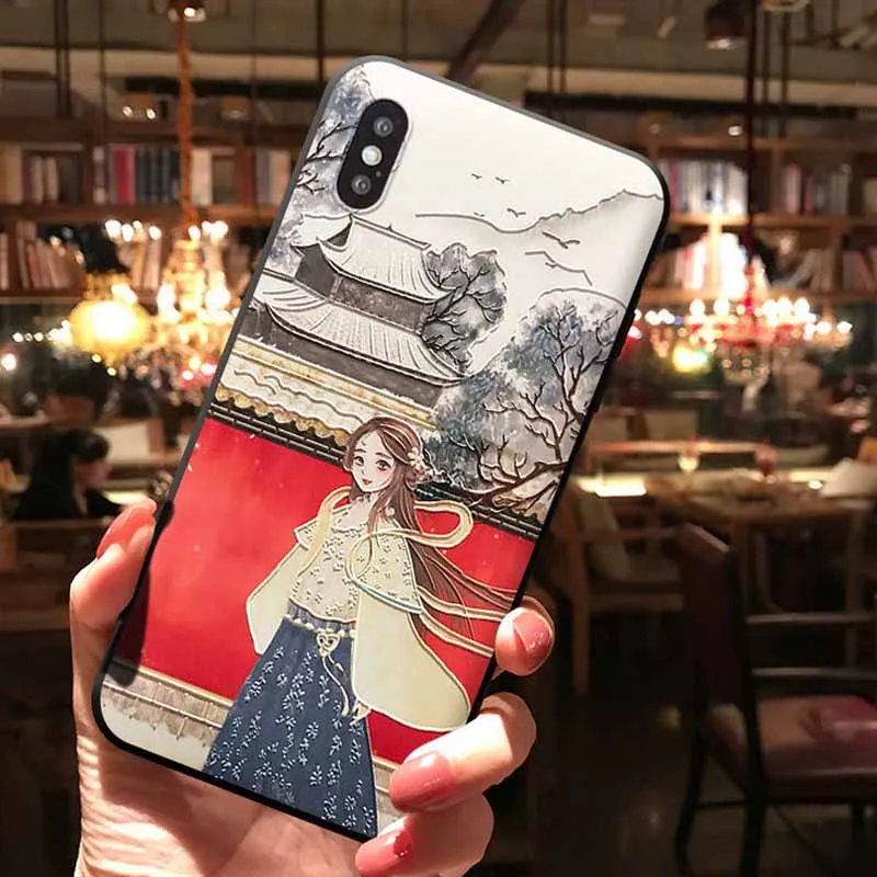 Vintage Chinese Style Forbidden City Embossed Cases for Iphone X XR XSMAX 6S 6plus 7 Plus 8 For Oppo R17 Vivo X20 Mate10 |