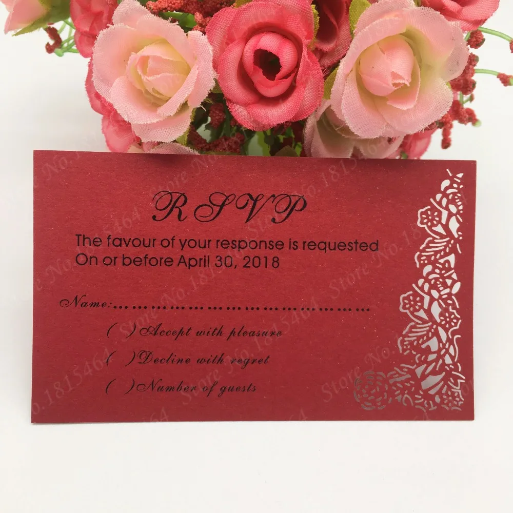50pcs 5x10cm Laser Cut RSVP Wedding Card Personalized Text Cards Greeting Invitation Cards Party Supplies
50pcs 5x10cm Laser Cut RSVP Wedding Card Personalized Text Cards Greeting Invitation Cards Party Supplies