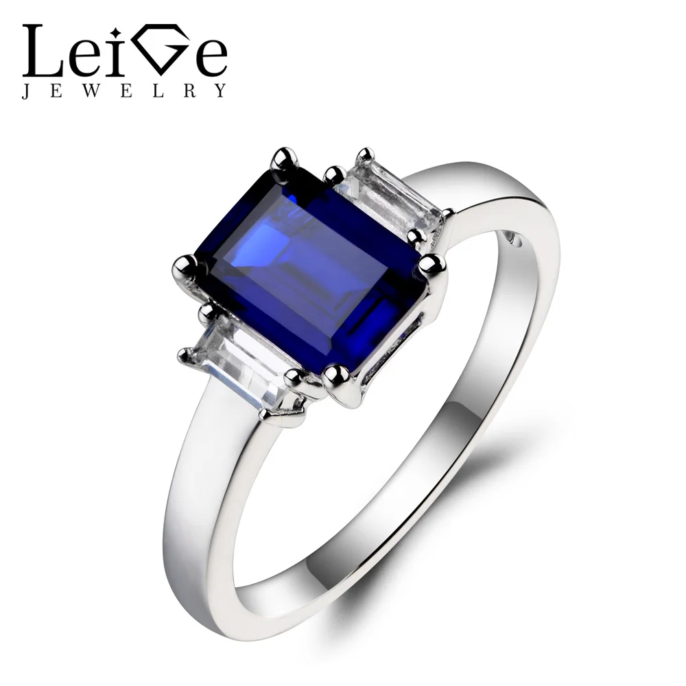 Leige Jewelry Blue Sapphire Ring Wedding Ring September Birthstone Emerald Cut Blue Gemstone 925 Sterling Silver Ring for Women
Leige Jewelry Blue Sapphire Ring Wedding Ring September Birthstone Emerald Cut Blue Gemstone 925 Sterling Silver Ring for Women