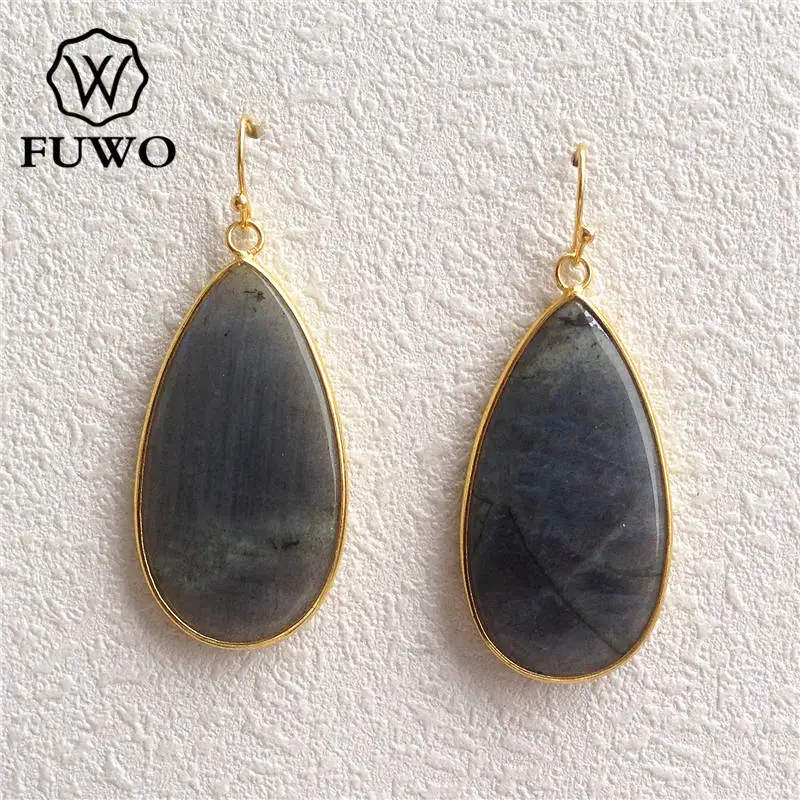 FUWO Turquoises labradorite tear shape Natural Stone Drop Earrings 24K Gold Electroplated Dangle Earrings Bohemian Jewelry ER009
FUWO Turquoises labradorite tear shape Natural Stone Drop Earrings 24K Gold Electroplated Dangle Earrings Bohemian Jewelry ER009