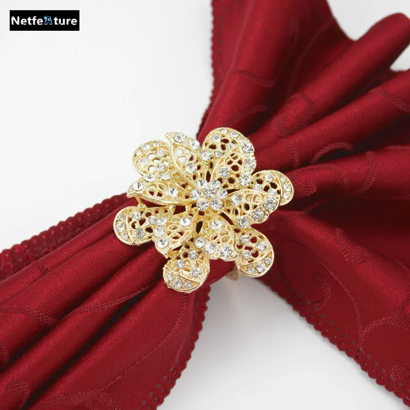 63mm Luxurious Flowers Napkin Rings For Wedding Table Decoration Rhinestone Napkin Holder Nickle gold Plating Serviette Rings
63mm Luxurious Flowers Napkin Rings For Wedding Table Decoration Rhinestone Napkin Holder Nickle gold Plating Serviette Rings