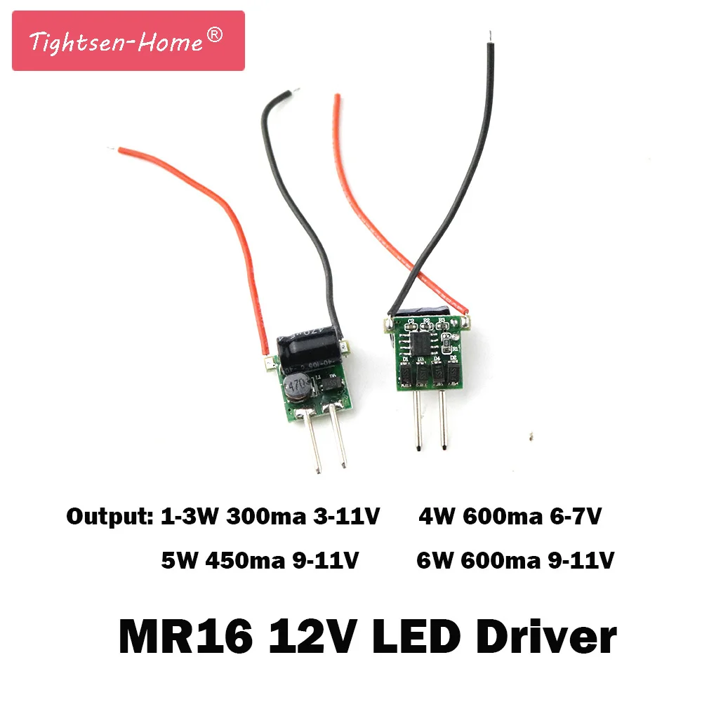 

5PCS MR16 12V LED Driver Low Voltage Constant Current LED 2 feet 300mA / 450mA / 600mA 1W 3W 4W 5W 6W Power Supply Transformer