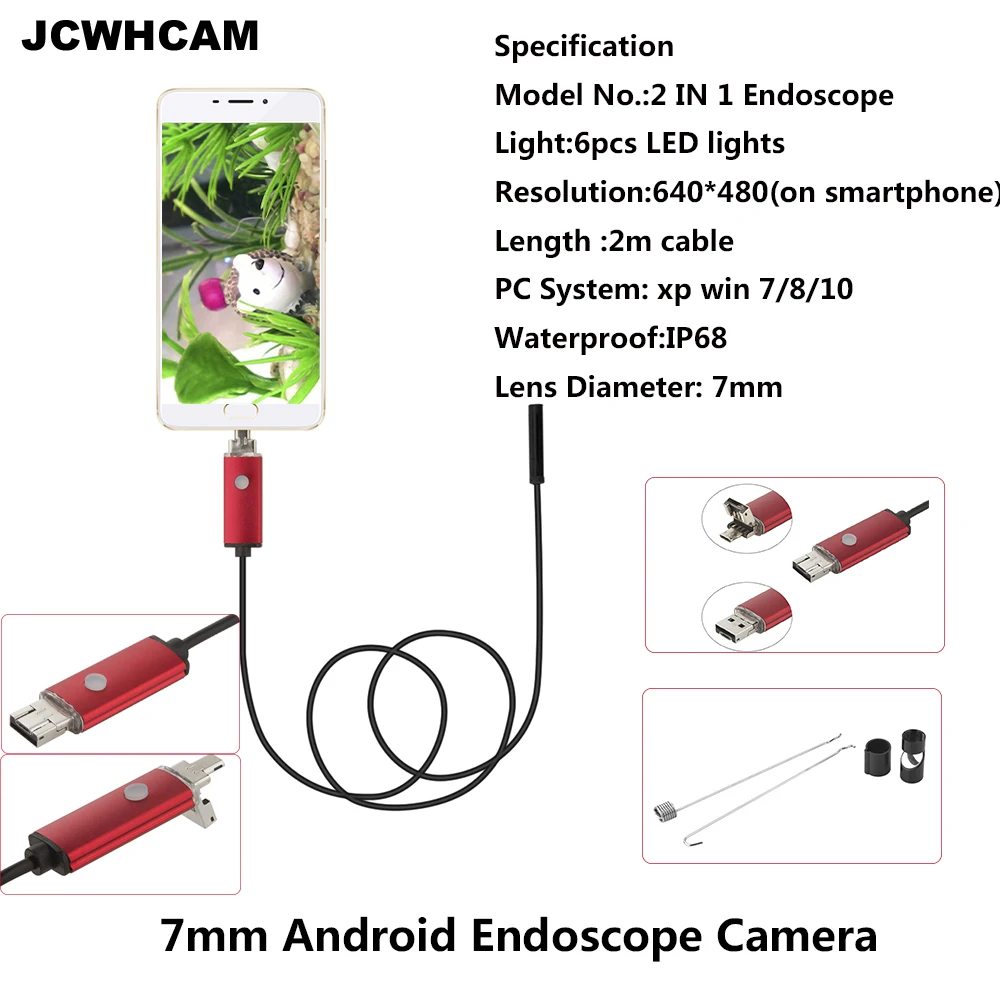 Камера-Эндоскоп JCWHCAM, 7 мм, HD, 480P, 2 м, 6 светодиодов, водонепроницаемая, IP67, OTG, Android
Камера-Эндоскоп JCWHCAM, 7 мм, HD, 480P, 2 м, 6 светодиодов, водонепроницаемая, IP67, OTG, Android