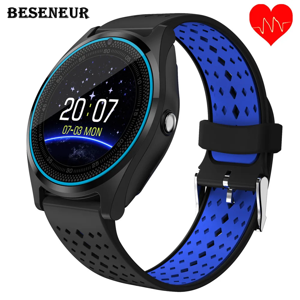 Beseneur Смарт часы V9 HR с Камера Bluetooth Android сим картой Для мужчин для телефонов на базе
