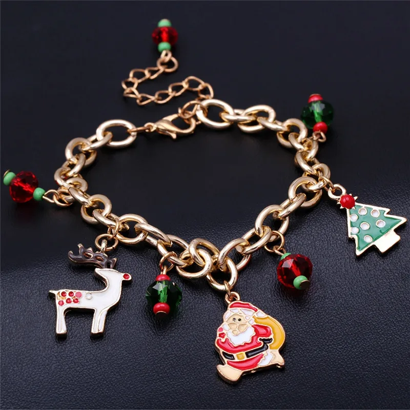 Charm Pulseras Mujer Gold Color Chain Bracelet bangle Santa Claus Christmas Tree Deer Bracelets For Women Christmas Jewelry
Charm Pulseras Mujer Gold Color Chain Bracelet bangle Santa Claus Christmas Tree Deer Bracelets For Women Christmas Jewelry