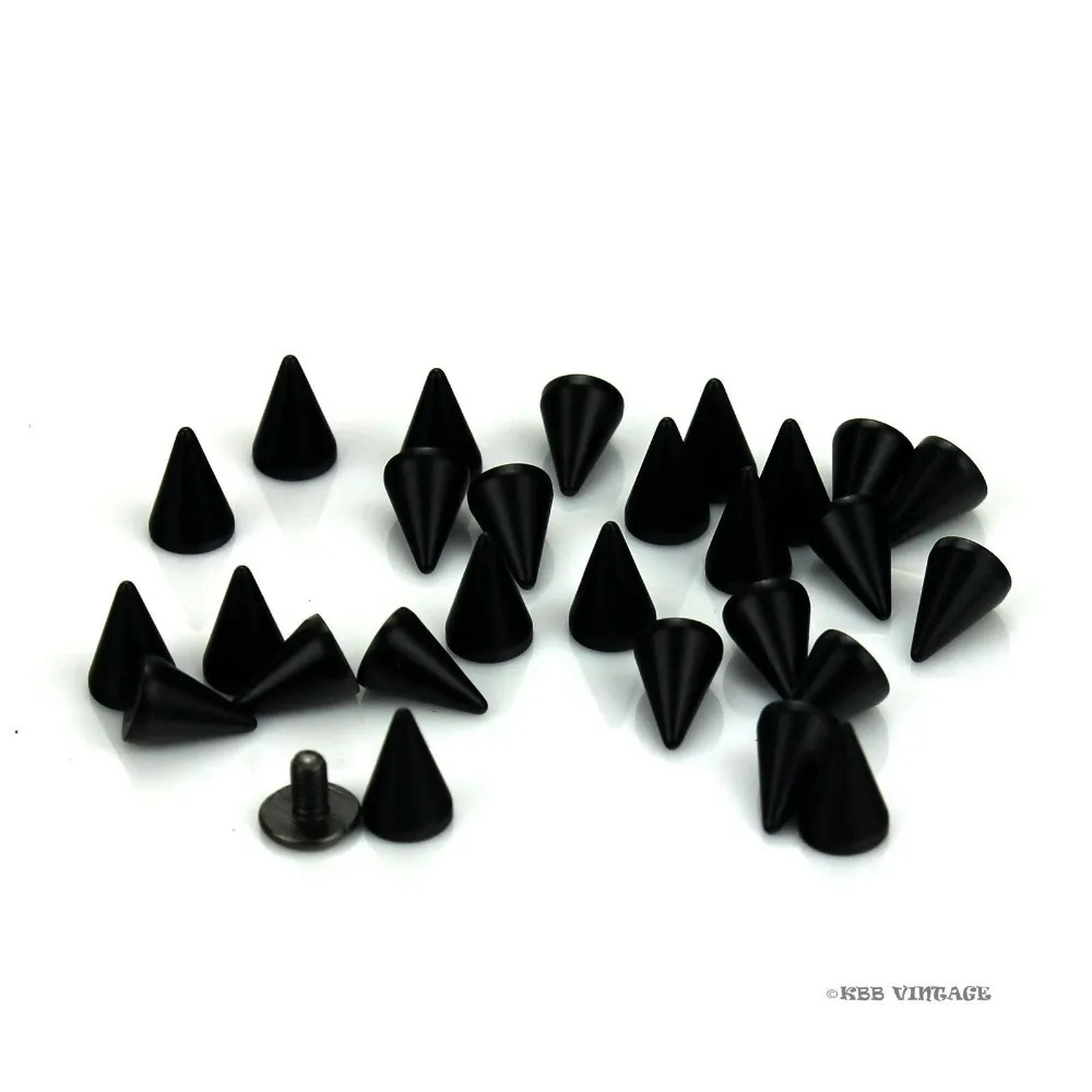 100 шт. металлические панк шипы винтовые конусные шпильки 3/8 ''черные|cone studs|spike