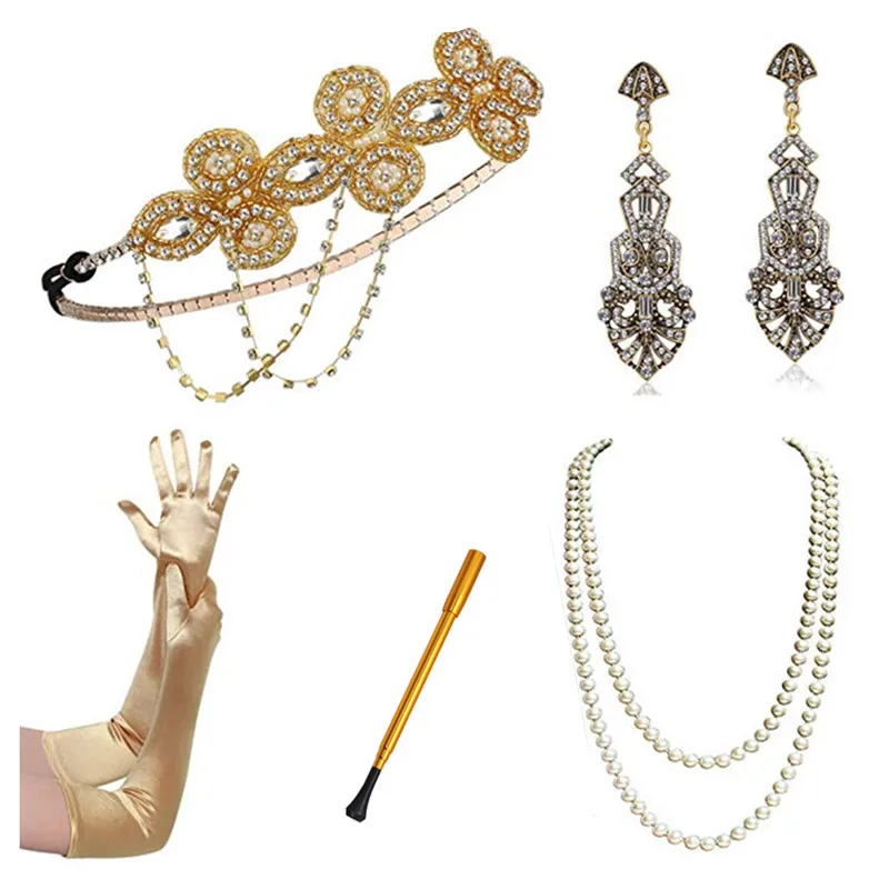 2019 Gold Colour gloves party costume accessory vintage earring headband Party great GATSBY headband
2019 Gold Colour gloves party costume accessory vintage earring headband Party great GATSBY headband