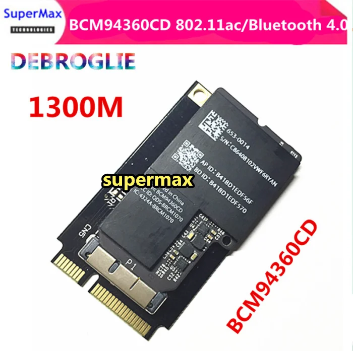 Двухчастотная сетевая карта BCM94360CD 802.11ac mini WLAN Bluetooth 4,0 Мини PCI-e адаптер беспроводная карта
Двухчастотная сетевая карта BCM94360CD 802.11ac mini WLAN Bluetooth 4,0 Мини PCI-e адаптер беспроводная карта