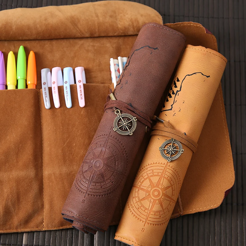 Stationery box Korean simple school students large capacity pencase vintage treasure map faux leather cylinder pencil case roll
Stationery box Korean simple school students large capacity pencase vintage treasure map faux leather cylinder pencil case roll