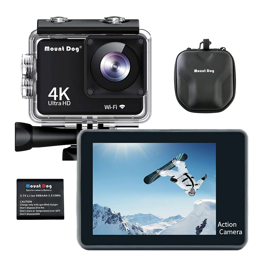 Спортивная Экшн камера Go MountDog Pro Ultra HD 4K Wi Fi с дистанционным управлением