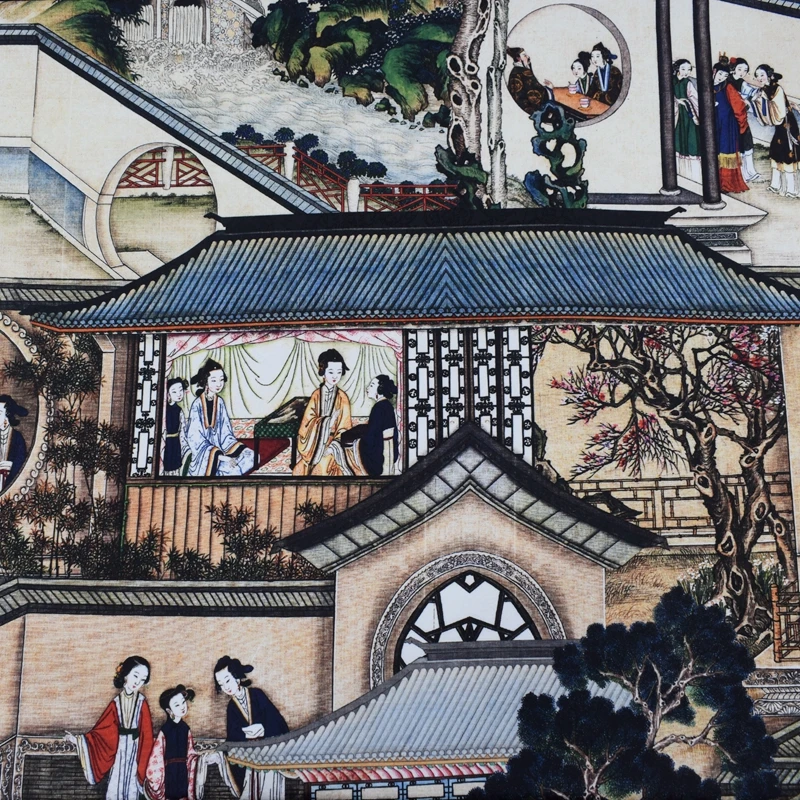 120*145 см/шт. Qingming Shanghe Tu цифровой живописи жаккардовая ткань для летнее платье telas