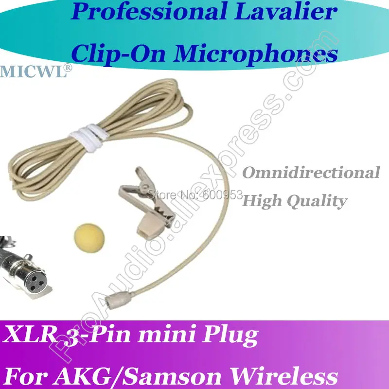MICWL Beige Omni- Directivity Microfone Lavalier para Lapel Microphone for AKG Samson Gemini Wireless XLR Mini 3-Pin
MICWL Beige Omni- Directivity Microfone Lavalier para Lapel Microphone for AKG Samson Gemini Wireless XLR Mini 3-Pin