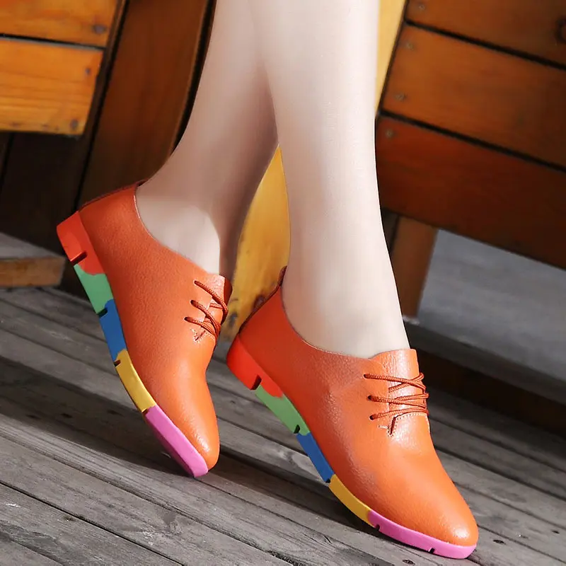 Shoes Women 2018 Newest Sneakers Plus Size Breathable Genuine Leather Ballet Flats tenis feminino | Обувь