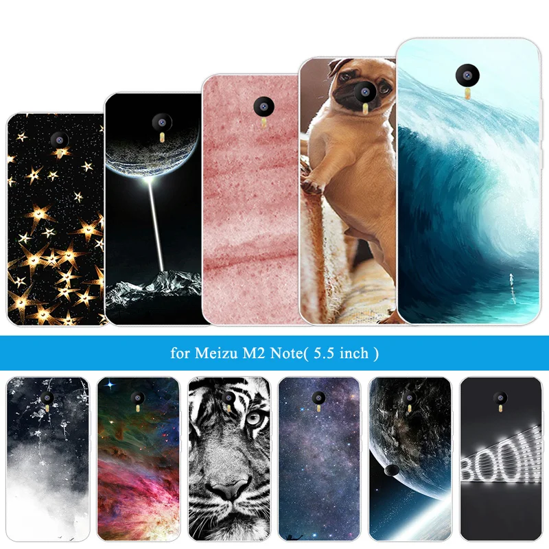 Для Meizu M2 Note чехол M2note Coque черный матовый с изображением тигра для Maze силиконовый