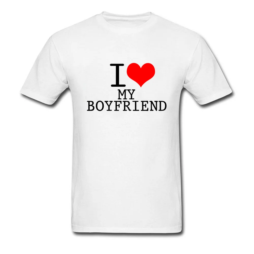 Мужская футболка с круглым вырезом и надписью I Love My Boy Friend хорошего качества из