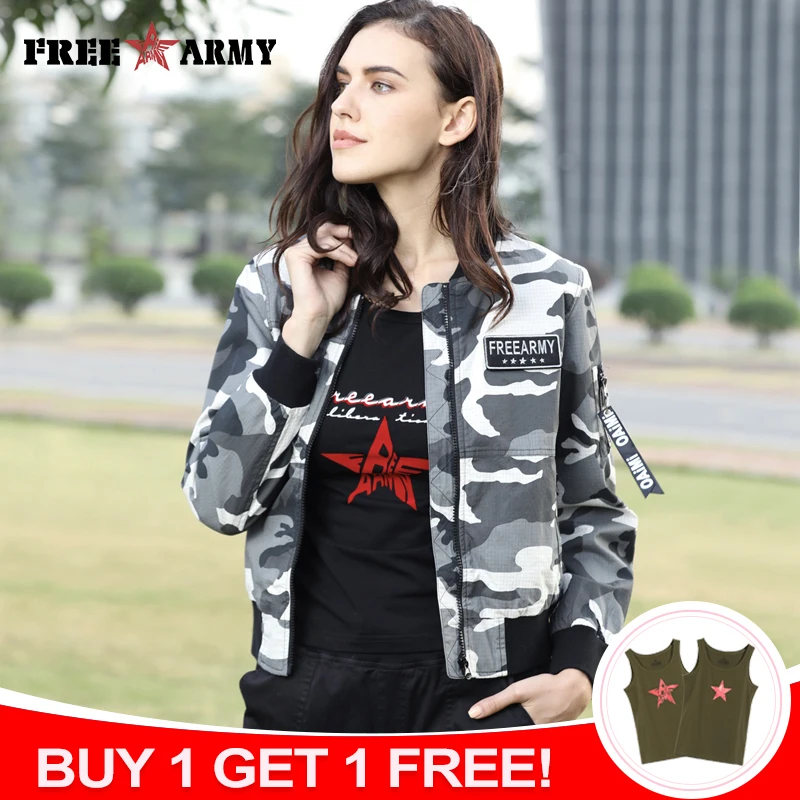 FreeArmy Spring Thin Women Camo Jackets Coat Breathable Female Short Bomber Jacket Outerwear Coats Loose Jackets Lady 3XL Size
FreeArmy Spring Thin Women Camo Jackets Coat Breathable Female Short Bomber Jacket Outerwear Coats Loose Jackets Lady 3XL Size