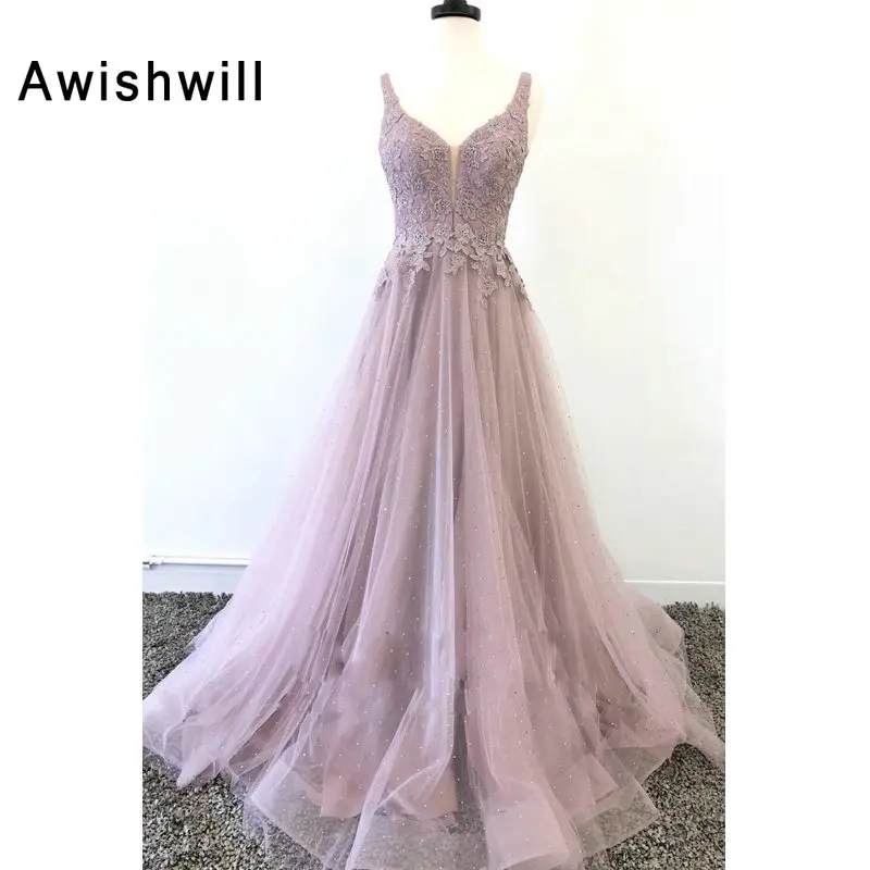 New Arrival V-neck Lace Appliques Tulle Beadings Evening Dress Long A-line Sleeveless Formal Dress Women Elegant
New Arrival V-neck Lace Appliques Tulle Beadings Evening Dress Long A-line Sleeveless Formal Dress Women Elegant