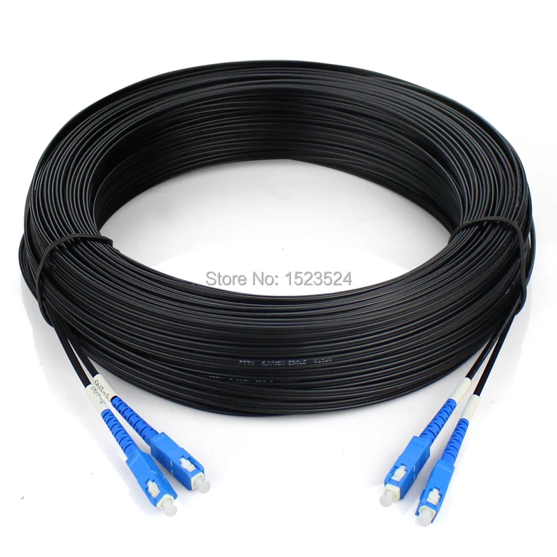 

200M Outdoor SM DX FTTH Fiber Optic Drop Cable Patch Cord SC to SC Singlemode Duplex SC-SC 200 Meters Drop Cable Patch Cord