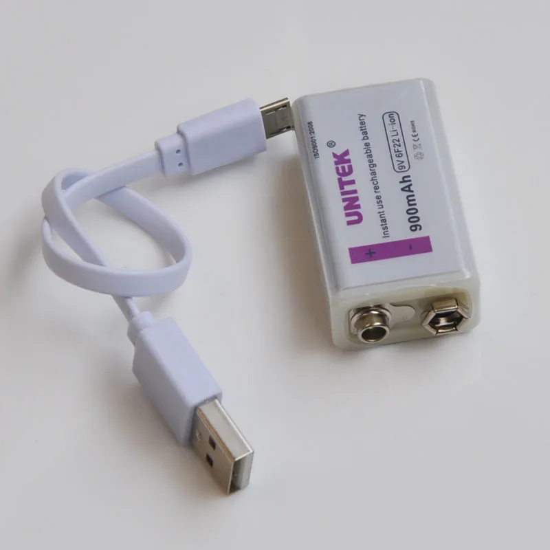 Перезаряжаемая батарея USB 9 В 1 2 шт. 900 мА/ч 6F22 призматическая литий ионная ячейка
