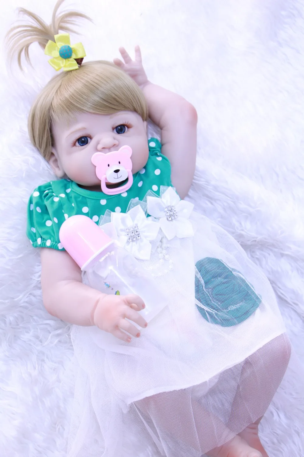 

23"55cm Full Silicone Body Reborn Baby Doll stylish lifelike vivid bebe alive Babies Doll Bathe Toy Xmas presents kids bonecas