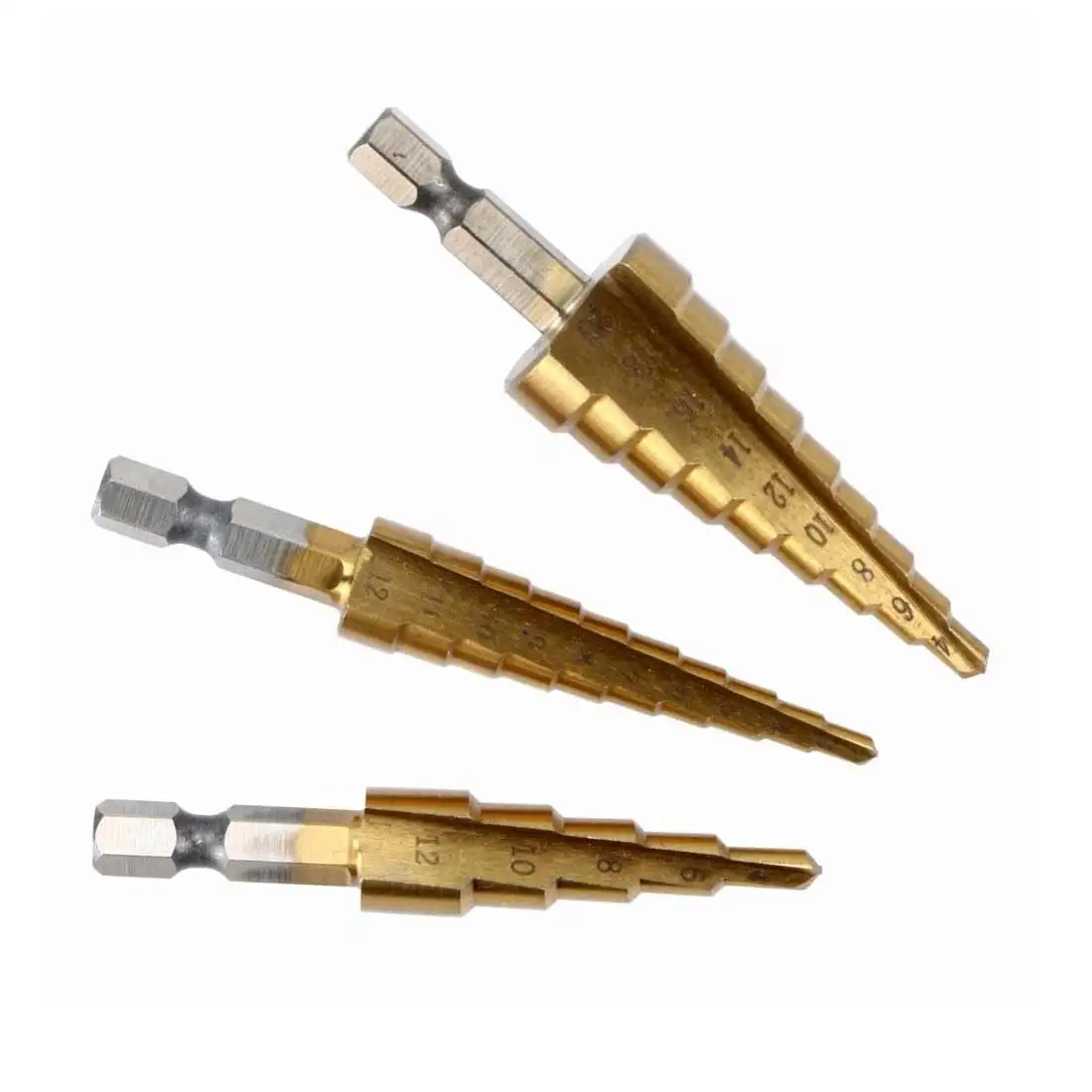 3-12mm 1Pc HSS Steel Titanium Step Drill Bits Step 1/4 Hex Handle Cone Cutting Tools Steel Woodworking Wood Metal Drilling
3-12mm 1Pc HSS Steel Titanium Step Drill Bits Step 1/4 Hex Handle Cone Cutting Tools Steel Woodworking Wood Metal Drilling