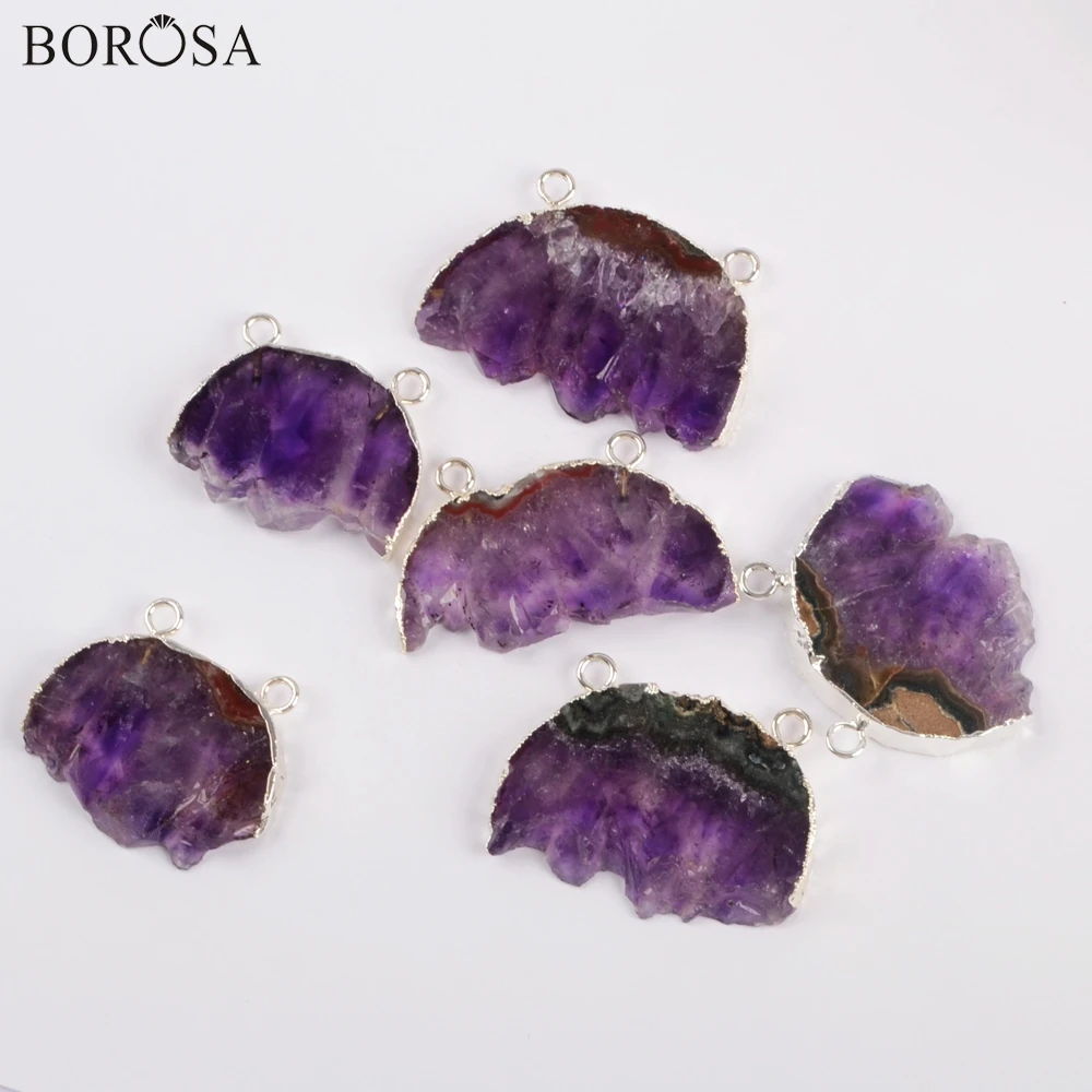 BOROSA 5/10PCS Silver Color Natural Amethysts Druzy Slice Connector Gems Natural Purple Crystal Drusy for Necklace Jewelry S1831
BOROSA 5/10PCS Silver Color Natural Amethysts Druzy Slice Connector Gems Natural Purple Crystal Drusy for Necklace Jewelry S1831