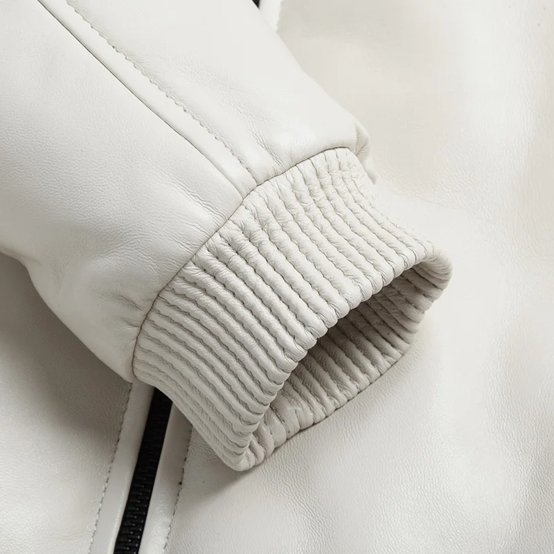 Natural sheepskin leather jacket men baseball style stand collar white duck down coat male real leather jackets
Natural sheepskin leather jacket men baseball style stand collar white duck down coat male real leather jackets
