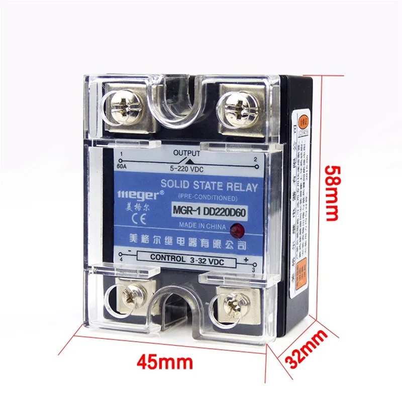 2pcs/lot SSR Single Phase Solid State Relay 60A 24V DC Control DC MGR-1 DD220D60
2pcs/lot SSR Single Phase Solid State Relay 60A 24V DC Control DC MGR-1 DD220D60