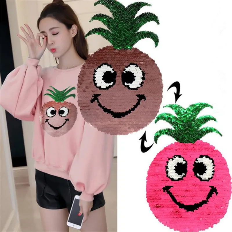 Reversible change color sequins patch deal with it clothes 245mm pineapple fruit patches for clothing t shirt women stickers
Reversible change color sequins patch deal with it clothes 245mm pineapple fruit patches for clothing t shirt women stickers