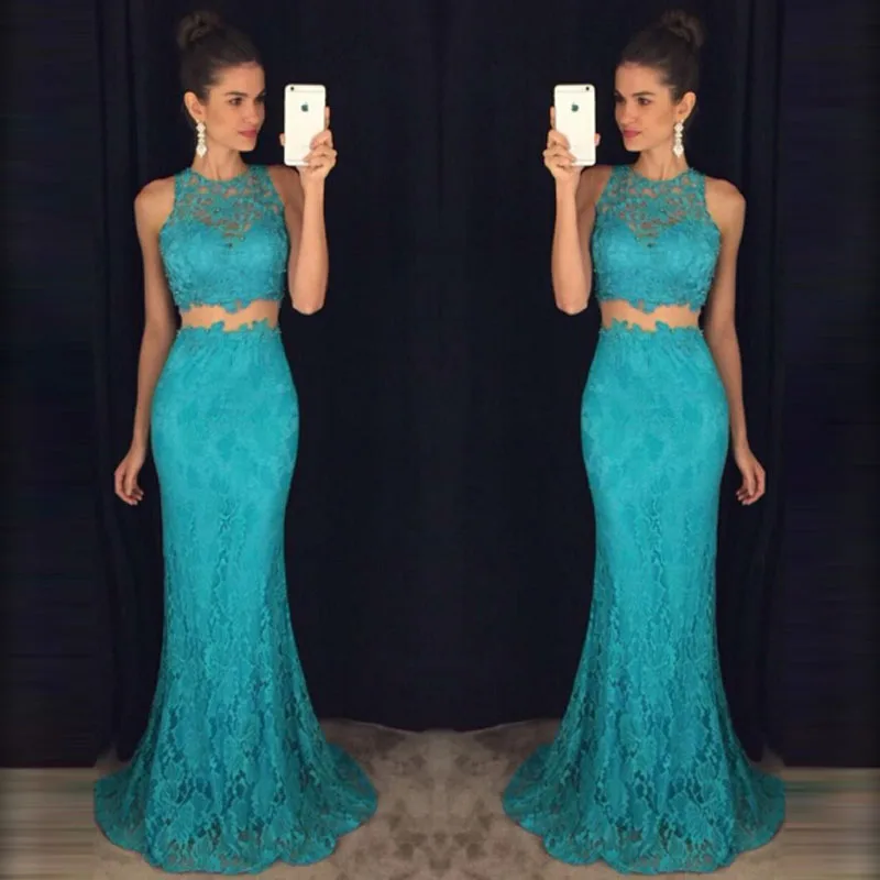 Sexy Mermaid Two Pieces Prom Dresses Long Elegant Appliques Lace Women Party Gown O-Neck Sleeveless Floor Length Evening Dress
Sexy Mermaid Two Pieces Prom Dresses Long Elegant Appliques Lace Women Party Gown O-Neck Sleeveless Floor Length Evening Dress