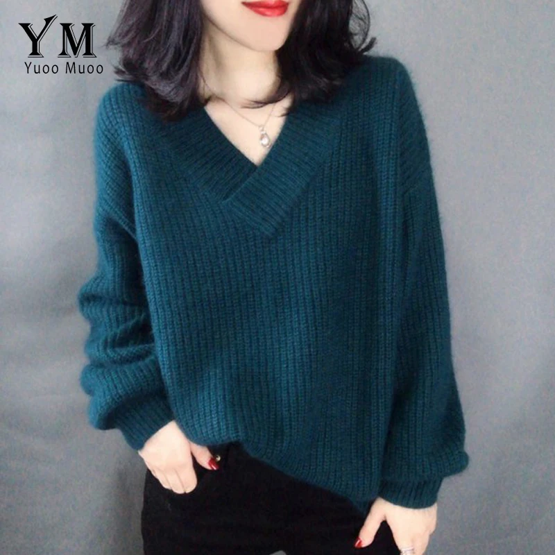 YuooMuoo Thick Winter Sweater Women V-neck High Quality White Pullover Lantern Long Sleeve Loose Tops Female Cashmere Sweater
YuooMuoo Thick Winter Sweater Women V-neck High Quality White Pullover Lantern Long Sleeve Loose Tops Female Cashmere Sweater