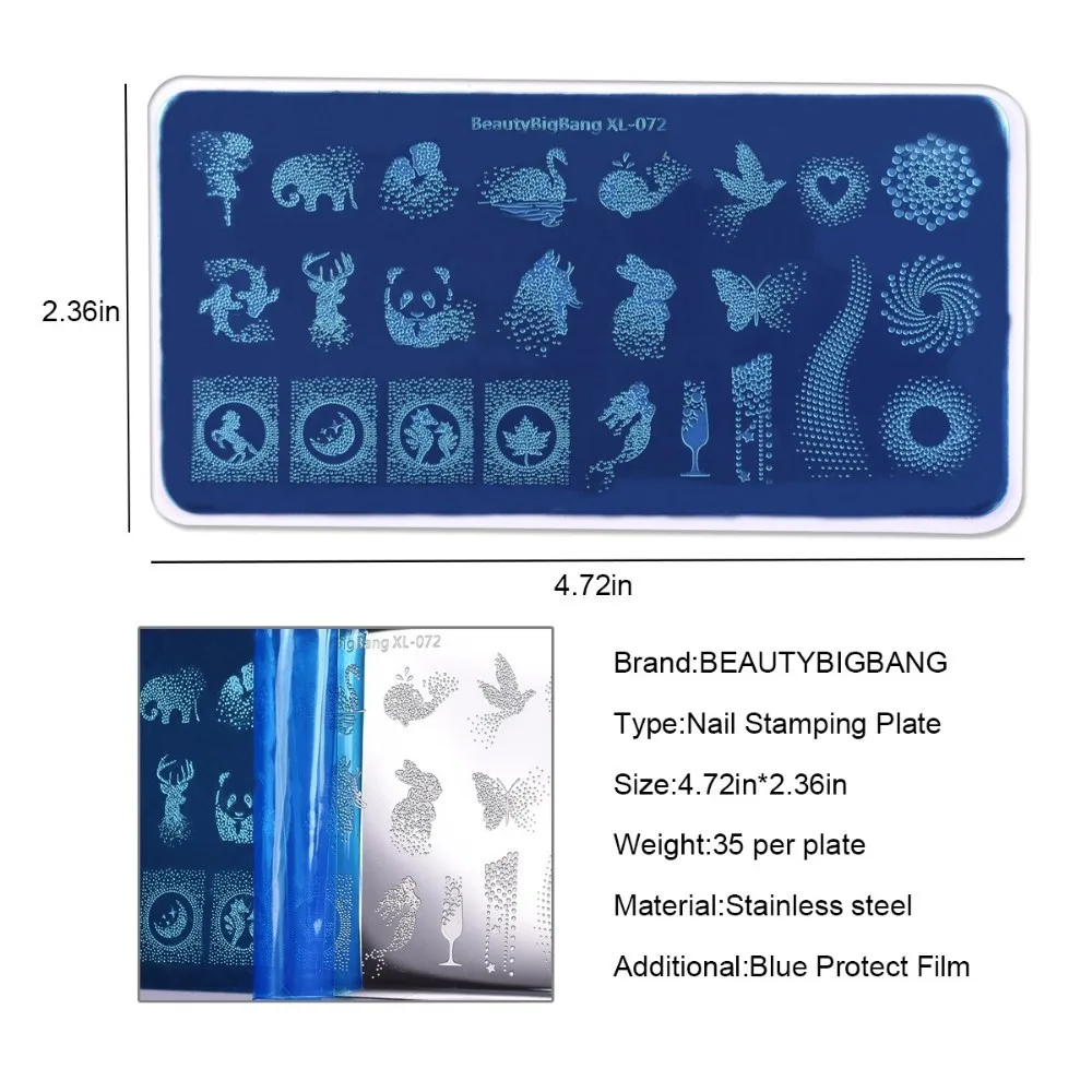 Beautybigbang Stamping Plates Set 6PCS 6*12cm Geometry Panda Swan Heart Moon Dot Image Stamping Stencil For Nail Art XL-71-76
Beautybigbang Stamping Plates Set 6PCS 6*12cm Geometry Panda Swan Heart Moon Dot Image Stamping Stencil For Nail Art XL-71-76