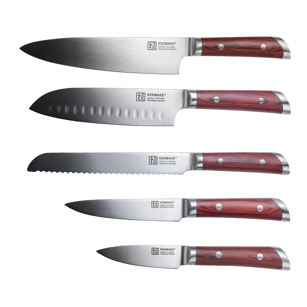 Sunnecko 5PCS Kitchen Knife Set German 1.4116 Steel Blade Knives Chef Sets Utility Bread Santoku Paring Cooking Tools Sharp Cut
Sunnecko 5PCS Kitchen Knife Set German 1.4116 Steel Blade Knives Chef Sets Utility Bread Santoku Paring Cooking Tools Sharp Cut