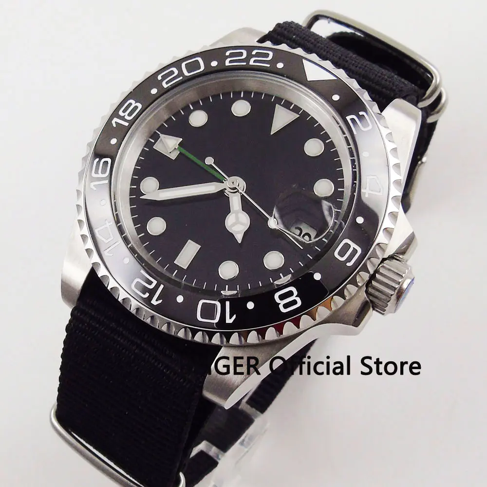 Sapphire Crystal BLIGER 40MM Black Sterile Dial Ceramic Bezel Luminous Marks GMT Function Automatic Movement Men's Watch B169
Sapphire Crystal BLIGER 40MM Black Sterile Dial Ceramic Bezel Luminous Marks GMT Function Automatic Movement Men's Watch B169