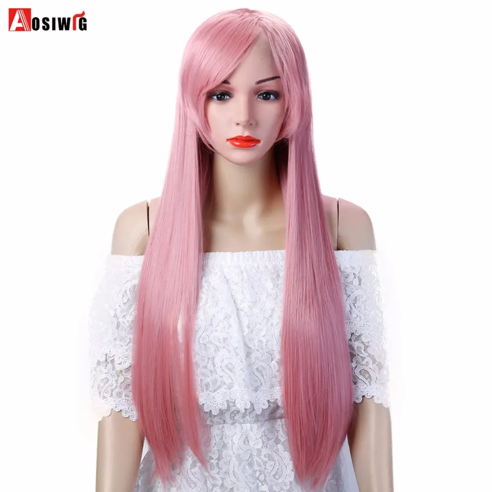 AOSIWIG 75CM Long Straight Cosplay Wig Women's Heat Resistant Synthetic Hair Costume Wigs | Шиньоны и парики