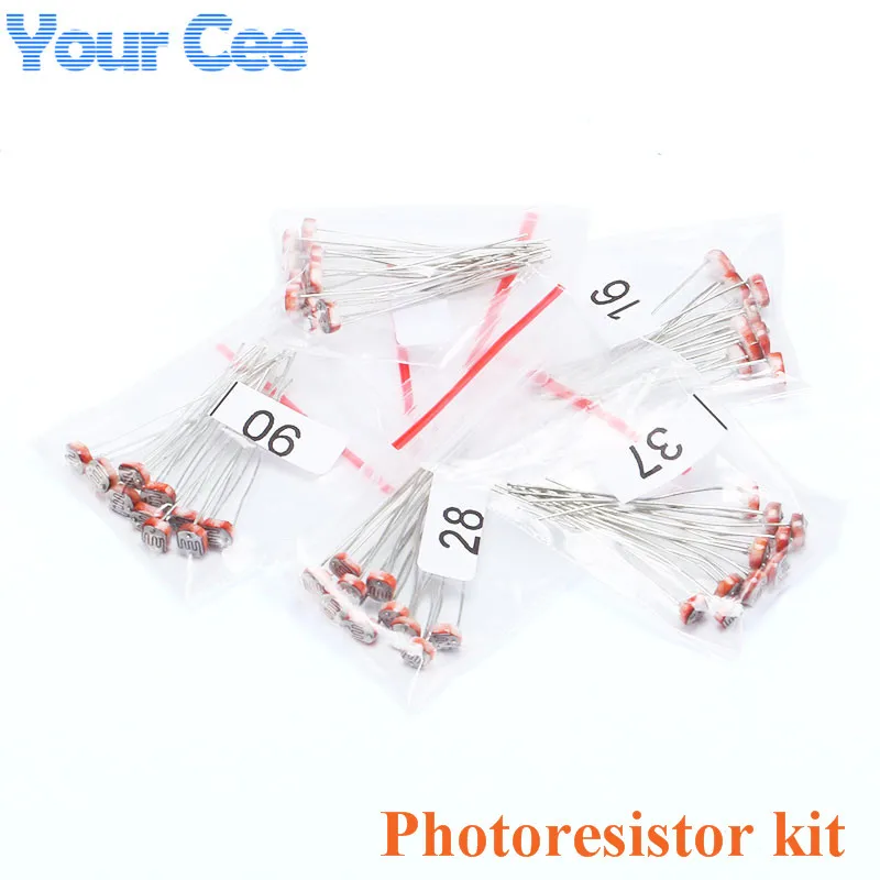 50 pcs (5 values * 10pcs) LDR Photo Light Sensitive Resistor Photoelectric Photoresistor Kit for 5506 5516 5528 5537 5539
50 pcs (5 values * 10pcs) LDR Photo Light Sensitive Resistor Photoelectric Photoresistor Kit for 5506 5516 5528 5537 5539