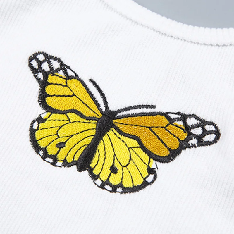 Women's White Sleeveless Crop Tops Butterfly Embroidery Camisole Summer Solid Basic Tees Casual Ladies Tank Tops
Women's White Sleeveless Crop Tops Butterfly Embroidery Camisole Summer Solid Basic Tees Casual Ladies Tank Tops