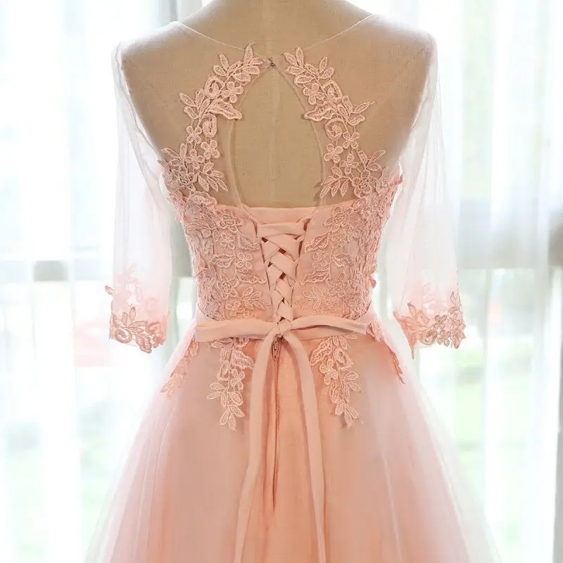 2019 Sweet Pink Scoop Neck Half Sleeve Evening Dress Banquet Transparent Lace Embroidery A-line Lace-up Long Prom Formal Dress
2019 Sweet Pink Scoop Neck Half Sleeve Evening Dress Banquet Transparent Lace Embroidery A-line Lace-up Long Prom Formal Dress