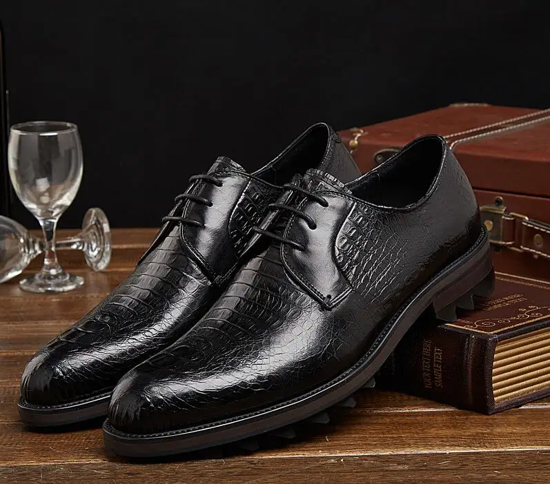 Quality Crocodile Skin Leather Men Dress Shoes Pointed Toe Genuine Leather Luxury Men Business Mens Formal Shoes
Quality Crocodile Skin Leather Men Dress Shoes Pointed Toe Genuine Leather Luxury Men Business Mens Formal Shoes
