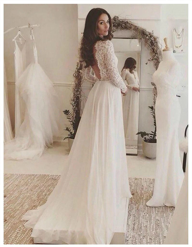 White Boho Cheap Wedding Dress 2020 Long Sleeve Custom Designs Wedding Gown Lace Tulle A-line Vestido De Novia Plus Size Luxury
White Boho Cheap Wedding Dress 2020 Long Sleeve Custom Designs Wedding Gown Lace Tulle A-line Vestido De Novia Plus Size Luxury