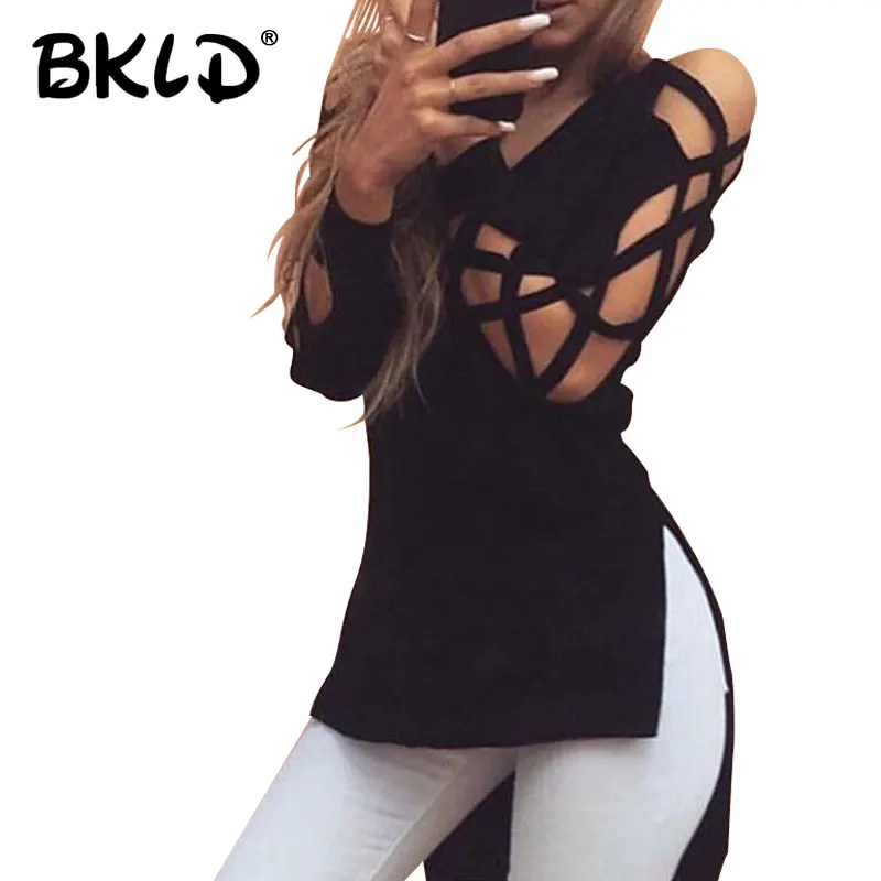 BKLD New Sexy Women Long Sleeve T-shirts Loose Criss Cross Top Hollow Side Split Deep V-Neck Autumn Shirts Women Clothes 2023
BKLD New Sexy Women Long Sleeve T-shirts Loose Criss Cross Top Hollow Side Split Deep V-Neck Autumn Shirts Women Clothes 2023