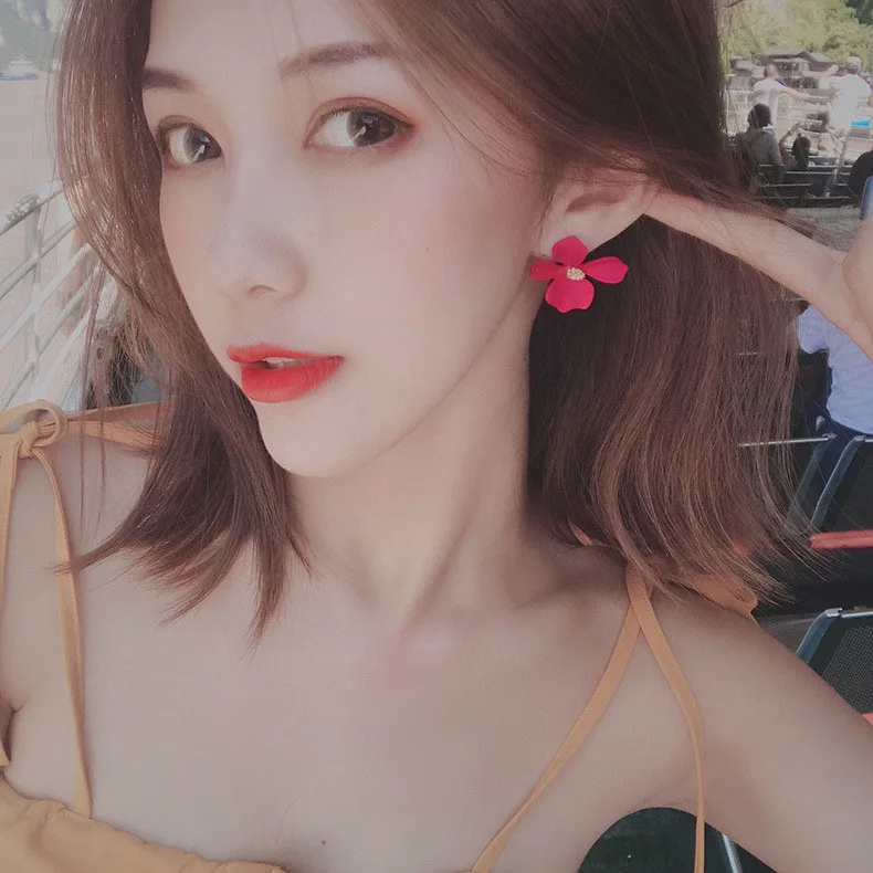 Korean 2018 Sweet Cute Exaggerated Flower Petal S925 Silver Plated Stud Earrings for Women Girls Wedding Bridal Charm Jewelry | Украшения и