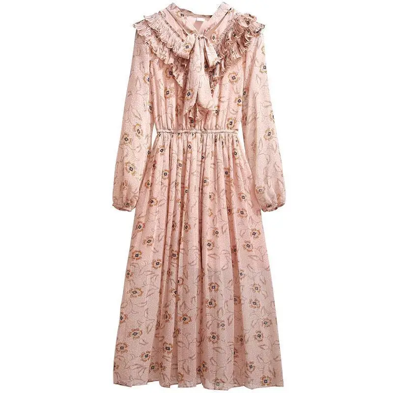 Spring Autumn Ladies Floral Print Chiffon Casual Pleated Dress Women New Vintage Ruffles Lantern Sleeves Midi Dresses 2019 D158
Spring Autumn Ladies Floral Print Chiffon Casual Pleated Dress Women New Vintage Ruffles Lantern Sleeves Midi Dresses 2019 D158
