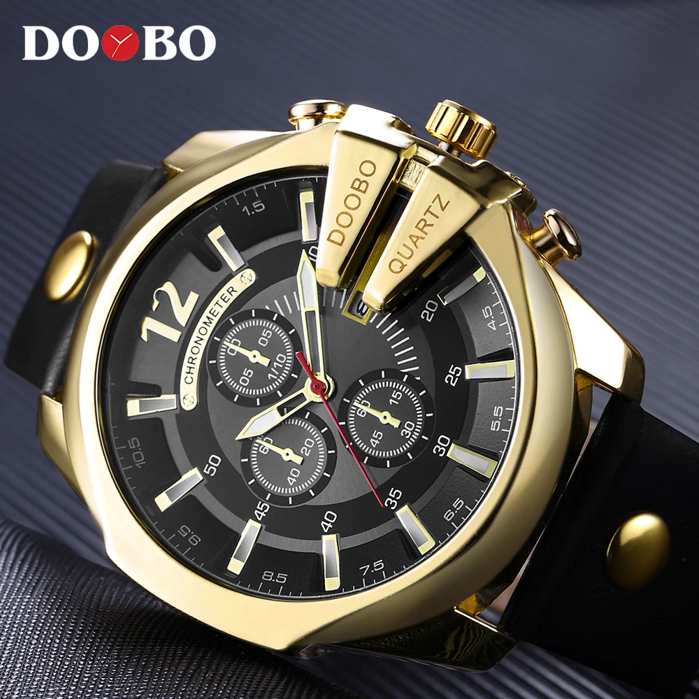 Мужские часы DOOBO золотые мужские Лучшие Роскошные брендовые Кварцевые Золотые