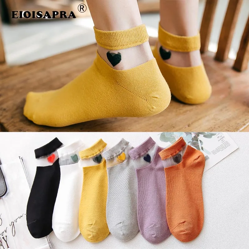 Summer New Product Love Glass Silk Crystal Women's Socks Pure color Small Fresh Kawaii Calcetines Invisible Socks Low Sokken
Summer New Product Love Glass Silk Crystal Women's Socks Pure color Small Fresh Kawaii Calcetines Invisible Socks Low Sokken