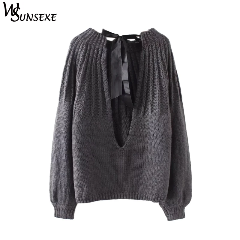Lace Up Backless Knitted Sweater Women Pullover Lantern Sleeves Oversize Winter Sweater Female Streetwear Purple Autumn Jumper
Lace Up Backless Knitted Sweater Women Pullover Lantern Sleeves Oversize Winter Sweater Female Streetwear Purple Autumn Jumper