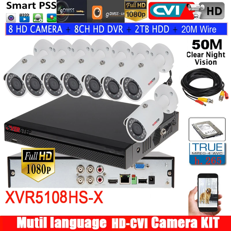 XVR5108HS-S3 8ch CVI Security Camera System include 8pcs 2MP 1080P Waterproof HDCVI IR bullet Camera HAC-HFW1200S PSS support
XVR5108HS-S3 8ch CVI Security Camera System include 8pcs 2MP 1080P Waterproof HDCVI IR bullet Camera HAC-HFW1200S PSS support